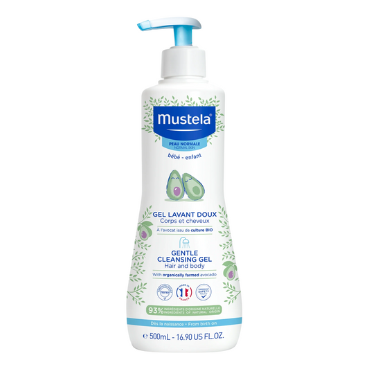 Mustela Sanftes Reinigungsgel mit Avocado für Gesicht & Haar – 500 ml, Kinderhautpflege