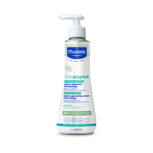 Mustela Stelatopia+ Lipid Nachfüllende Sahne 300 ml – Sanfte Pflege für empfindliche Kinderhaut
