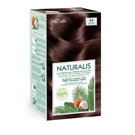 Neva Neva, Naturalis, Permanente Haarfarbe, 4.4 Chestnut Brown, 150 ml Regular