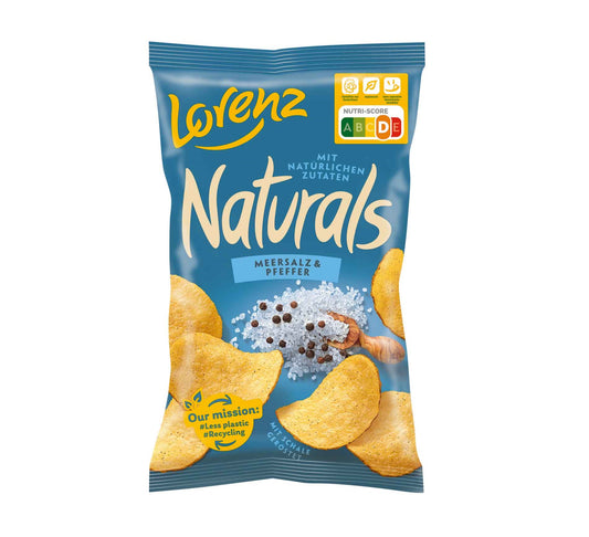 Naturals Meersalz & Pfeffer 95g Kartoffel-Chips in Schale geröstet mit Meersalz und Pfeffer. Ohne künstliche Aromen. Glutenfrei.