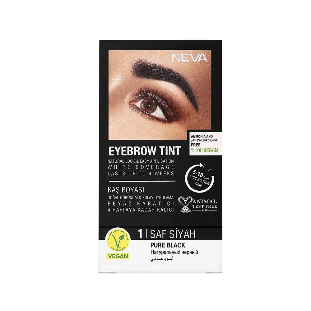 Neva Neva, Eyebrow Tint, Vegan, Permanente Haarfarbe, Pure Black, 30 ml Regular
