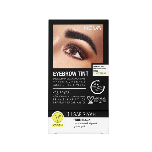 Neva Neva, Eyebrow Tint, Vegan, Permanente Haarfarbe, Pure Black, 30 ml Regular