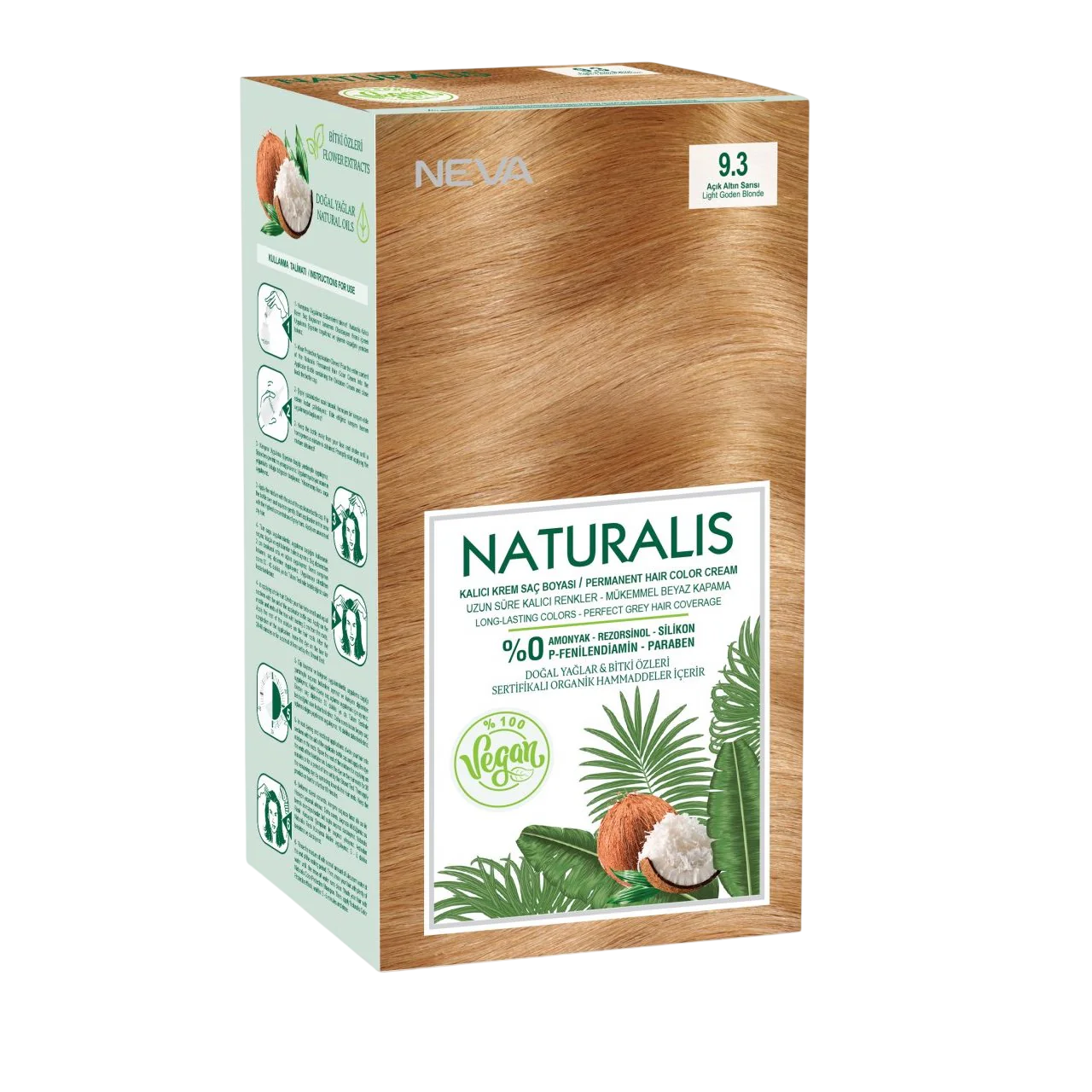 Neva Neva, Naturalis, Permanente Haarfarbe, 9.3 Light Golden Blond, 150 ml Regular