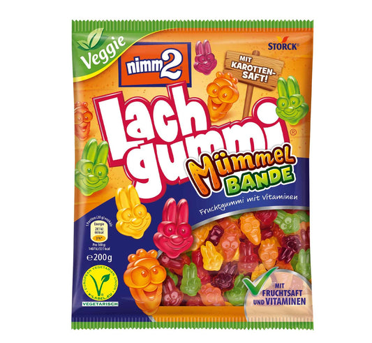 nimm2 Lachgummi Mümmelbande 200g Fruchtgummi mit Karottensaft, Fruchtsaft und Vitaminen.