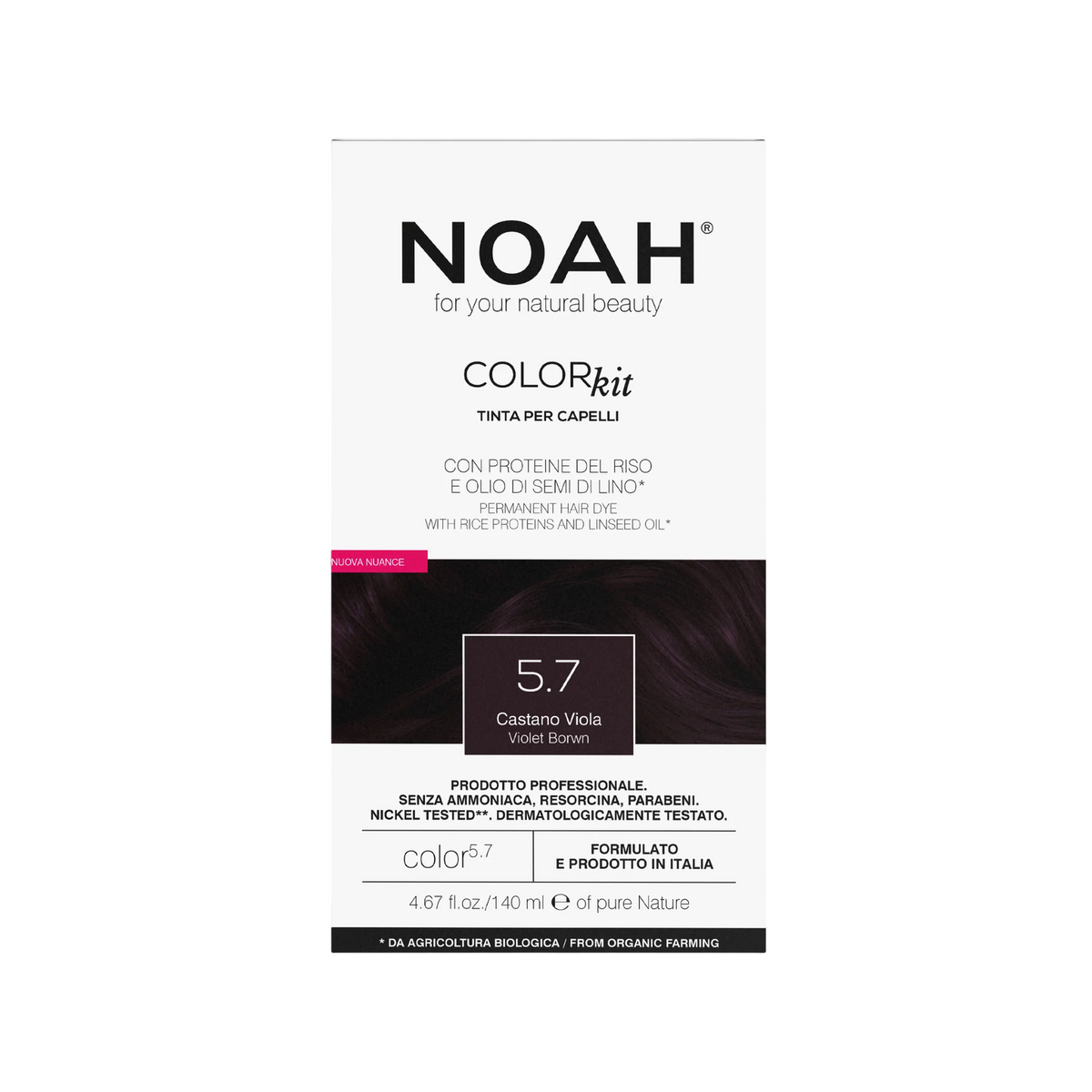 Noah Noah, Permanent Hair Colour, Permanente Haarfarbe, 5.7 Violet Brown, 140 ml Regular