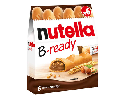 nutella B-ready 6er  6 einzeln verpackte Waffeln mit Haselnuss-Brotaufstrich-Füllung und Weizencrisp