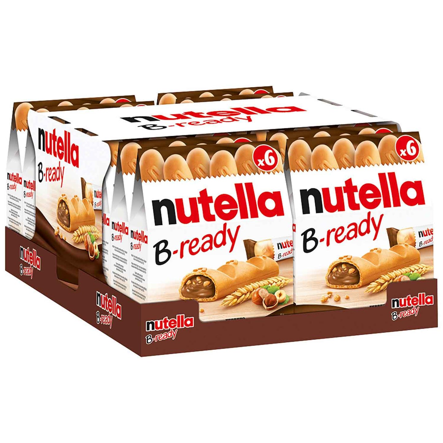 nutella B-ready 6er  6 einzeln verpackte Waffeln mit Haselnuss-Brotaufstrich-Füllung und Weizencrisp