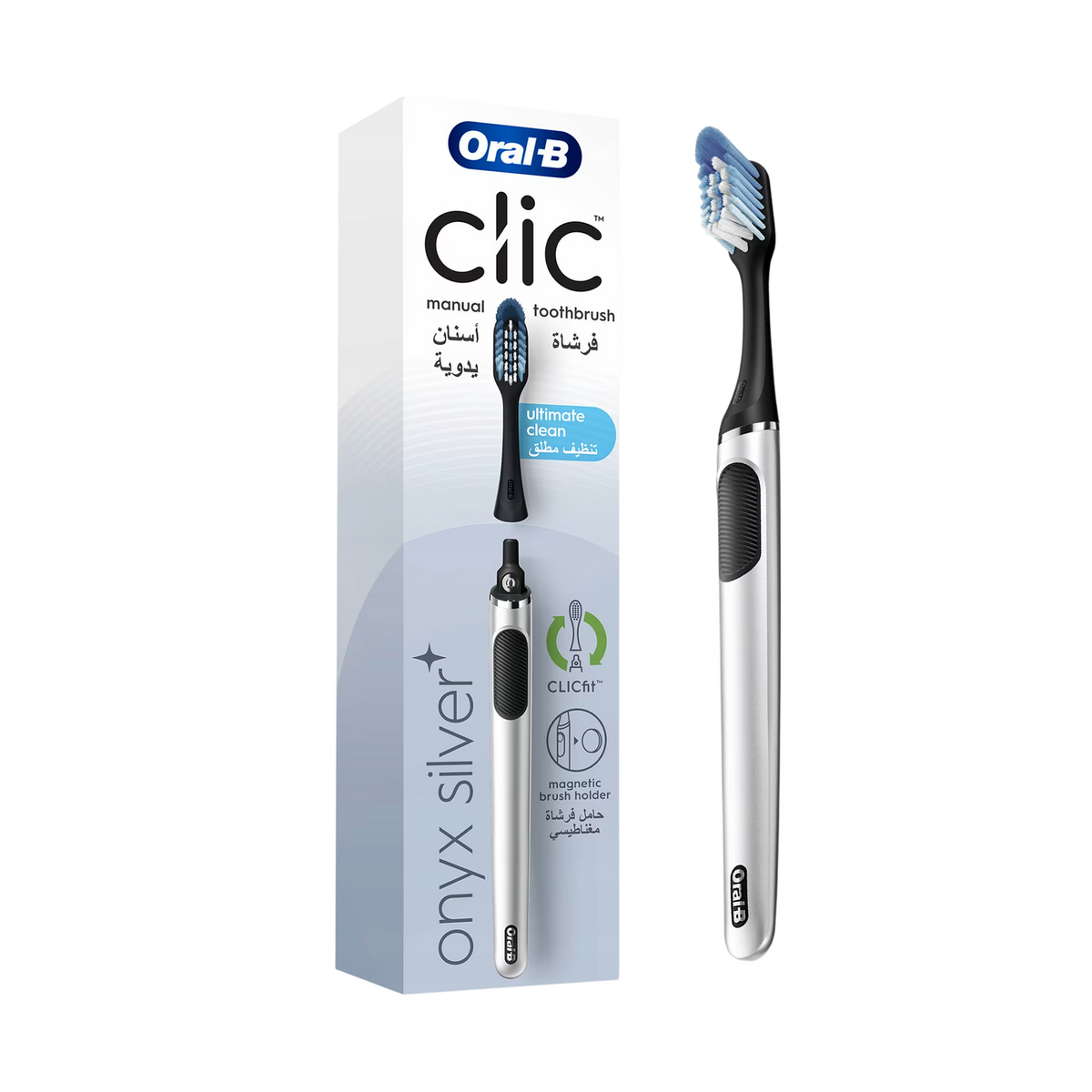 Oral-B Zahnbürste Oral-B, Clic, Toothbrush, Onyx Silver Regular