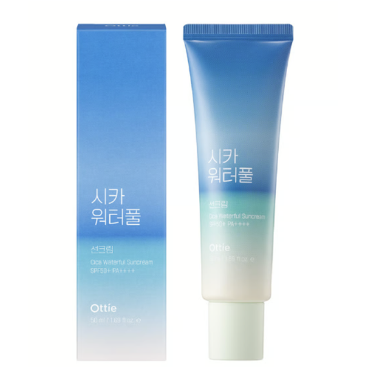 Ottie Sonnencreme Ottie, Cica Waterful, Hydrating, UV Protection, Sunscreen Cream, For Face, SPF 50+, 50 ml Regular