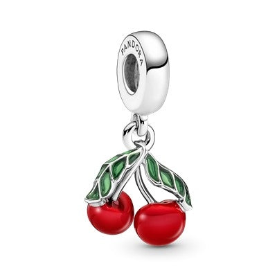 PANDORA ASYMMETRICAL CHERRY FRUIT DANGLE CHARM Damen Charm aus Silber 925 in Silber 791583C01 – Produktansicht