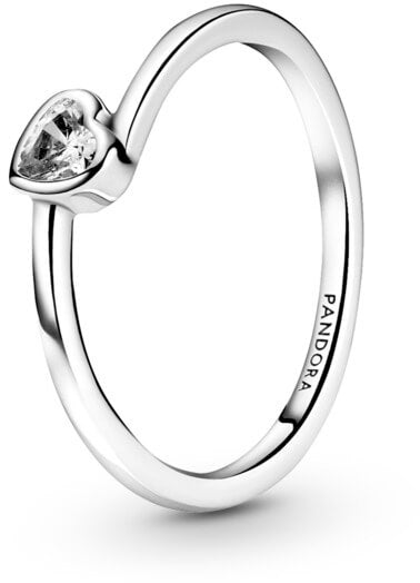PANDORA CLEAR TILTED HEART SOLITAIRE RING Damen Ring aus Silber 925 in Silber 199267C02-50 – Produktansicht