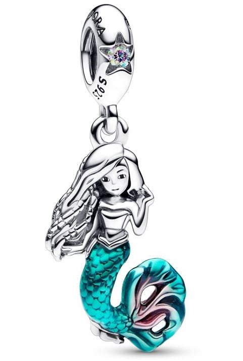 PANDORA DISNEY THE LITTLE MERMAID ARIEL DANGLE CHARM Damen Charm aus Silber 925 in Silber – Produktansicht