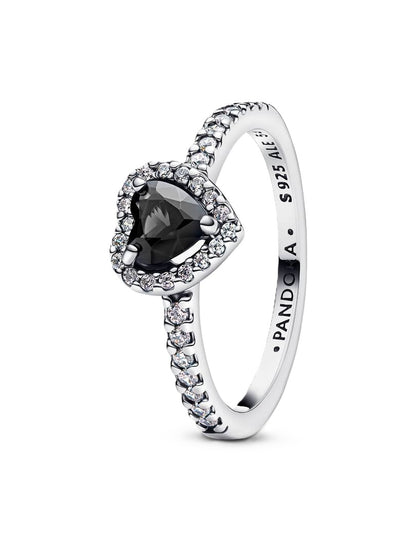 PANDORA ELEVATED BLACK HEART RING 198421C04-54 Schmuck Schwarz Silver 925°
