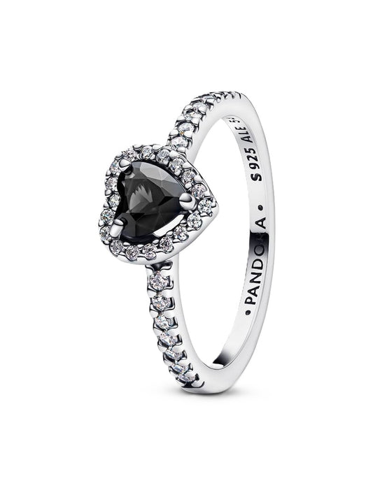 PANDORA ELEVATED BLACK HEART RING 198421C04-54 Schmuck Schwarz Silver 925°