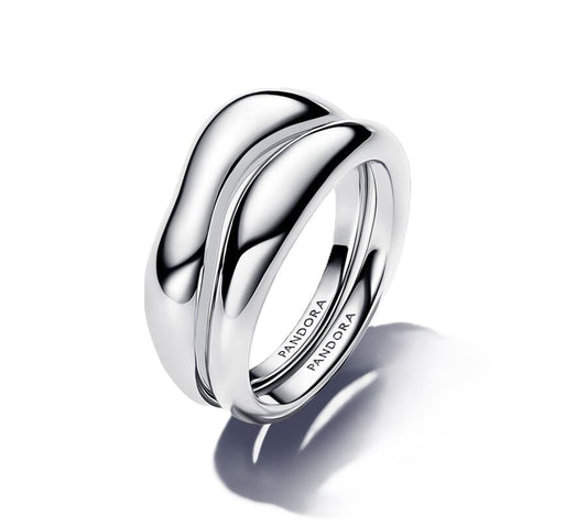 PANDORA ESSENCE ORGANICALLY SHAPED STACKING RINGS 193264C00-54 Schmuck Silber Silver 925°