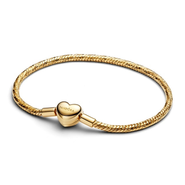 PANDORA HEART CLASP FACETED SNAKE CHAIN BRACELET 564236C00-19 Schmuck Silber Silver 925°