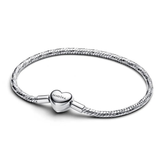 PANDORA HEART CLASP FACETED SNAKE CHAIN BRACELET Damen Armband aus Silber 925 in Silber – Produktansicht