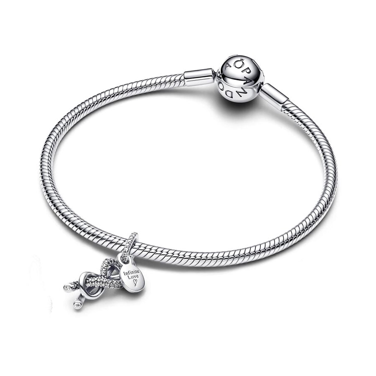 PANDORA Mod. PAVÉ INFINITY KNOT DANGLE CHARM 793780C01 Schmuck Silber Silver 925°