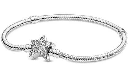 PANDORA MOMENTS ASYMMETRIC STAR CLASP SNAKE CHAIN BRACELET 599639C01-20 Schmuck Silber Silver 925°