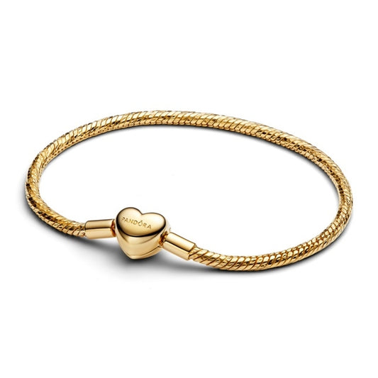 PANDORA MOMENTS HEART CLASP FACETED SNAKE CHAIN BRACELET 564236C00-18 Schmuck Silber Silver 925°
