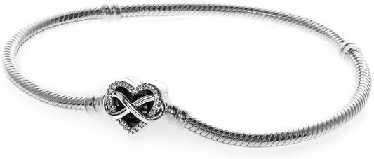 PANDORA MOMENTS SPARKLING INFINITY HEART CLASP SNAKE CHAIN BRACELET Damen Armband aus Silber – Produktansicht