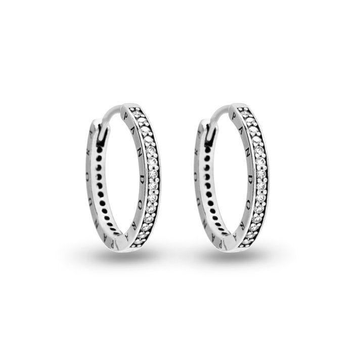PANDORA SPARKLING DOUBLE HOOP EARRINGS 290558CZ Schmuck Silber Silver 925° - Case: 40 mm