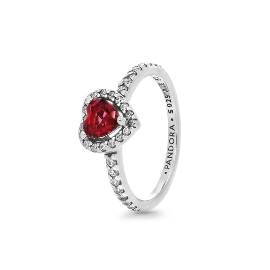 PANDORA SPARKLING RED ELEVATED HEART RING Damen Ring aus Silber 925 in Silber 198421C02-52 – Produktansicht