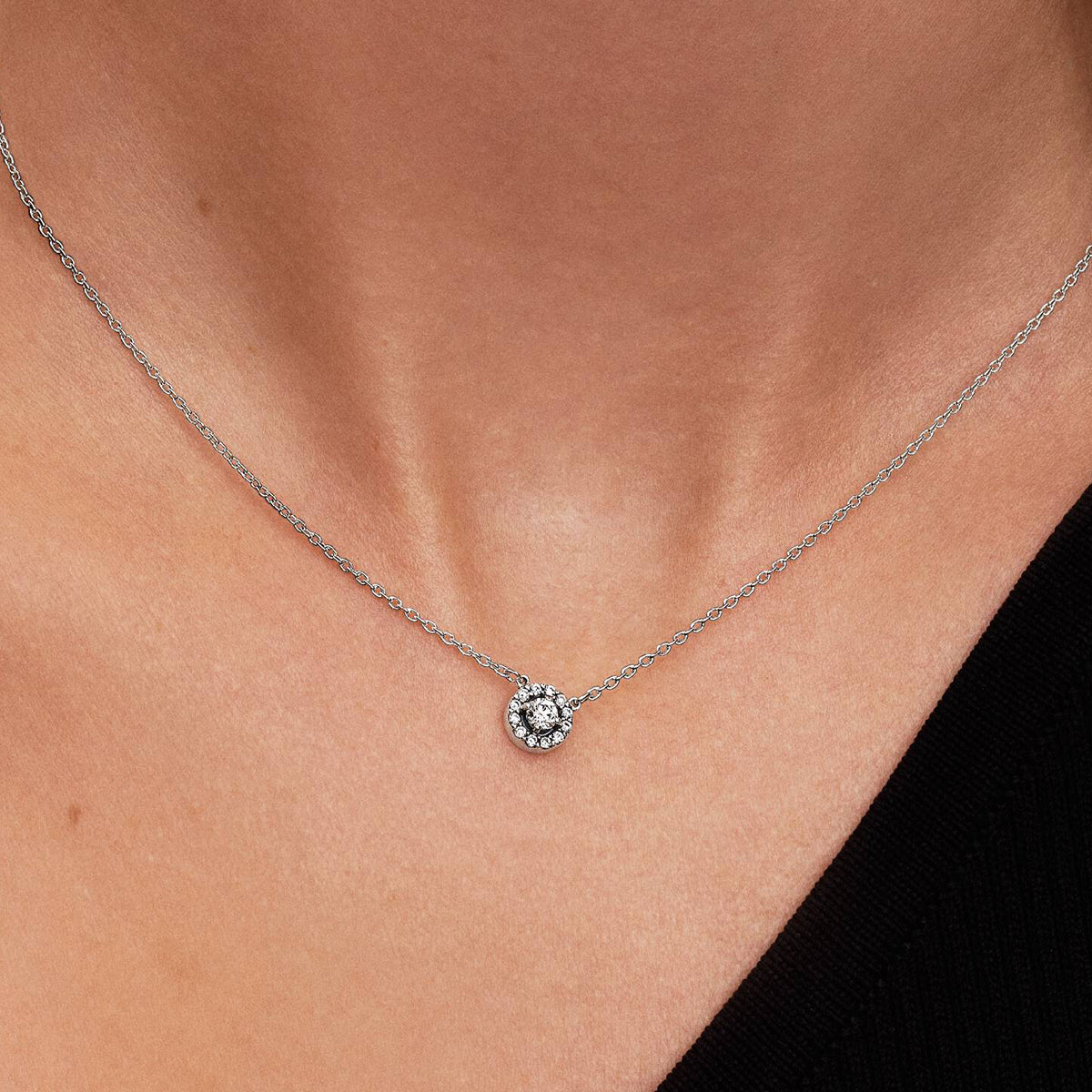 PANDORA SPARKLING ROUND HALO PENDANT COLLIER NECKLACE 393548C01-45 Schmuck Silber Silver 925° ansicht-3