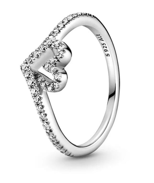 PANDORA SPARKLING WISHBONE HEART RING 199302C01-54 Schmuck Silber Silver 925°