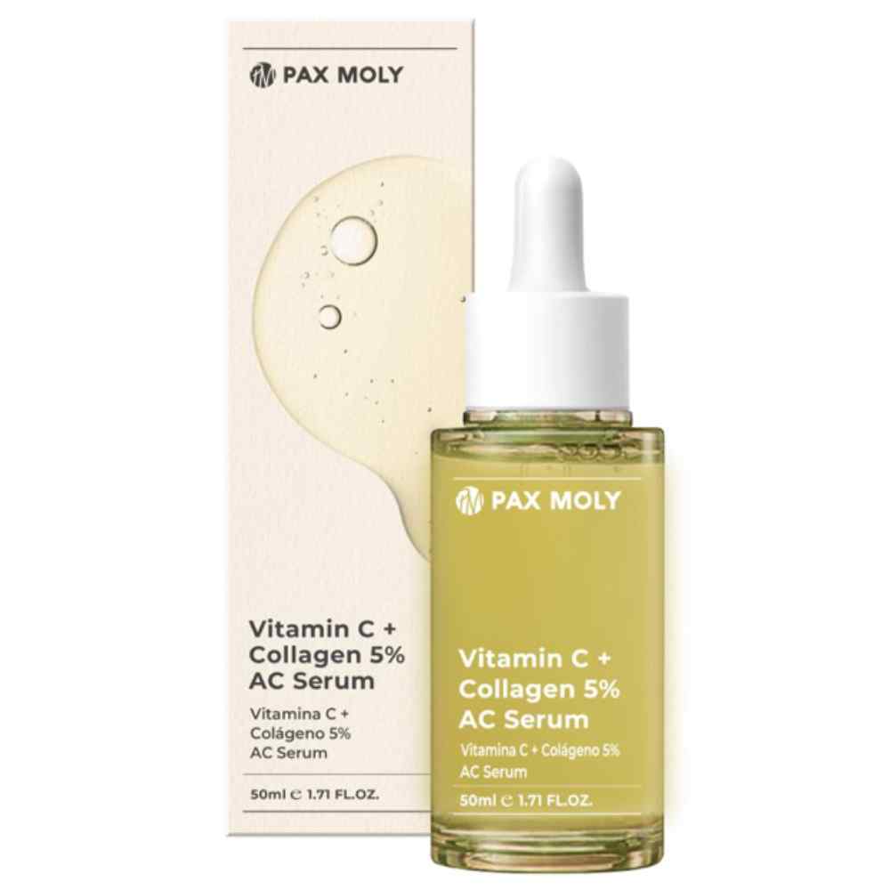 PaxMoly PaxMoly, Ac Serum, Vitamin C + Collagen 5%, Hydrating & Brightening, Tag & Nacht, Serum, Für das Gesicht, 50 ml Regul