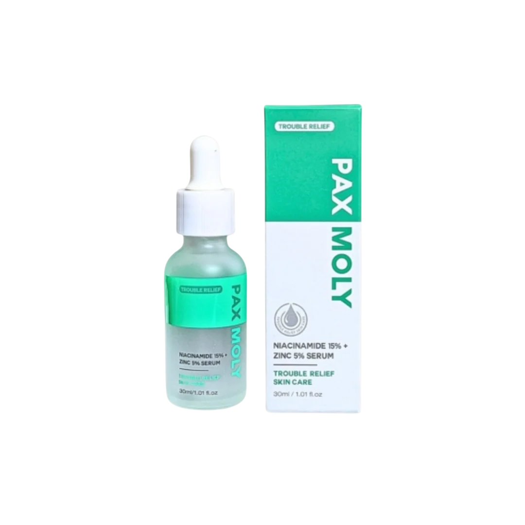 PaxMoly PaxMoly, Trouble Relief, Niacinamide 15% + Zinc 5%, Brightening & Purifying, Tag & Nacht, Serum, Für das Gesicht, 30 
