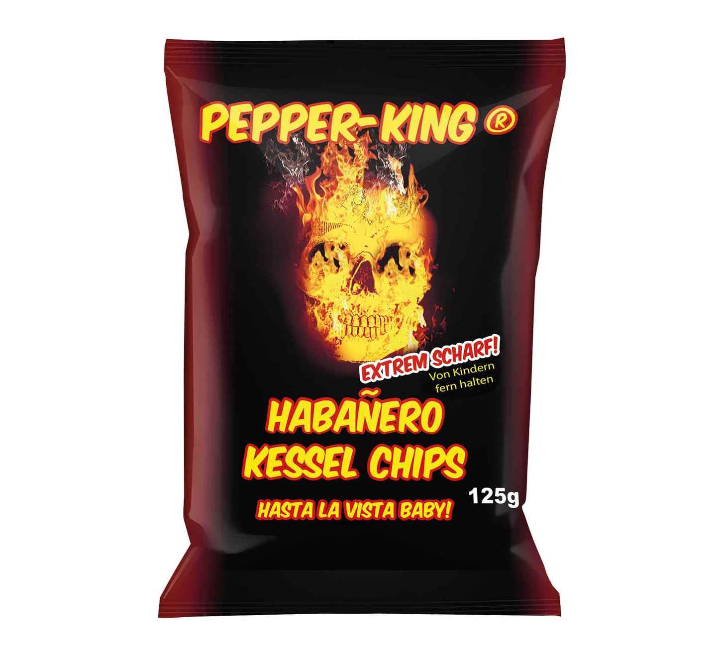 Pepper-King Habañero Kessel Chips 125g - Handfrittierte Kartoffelchips mit extrascharfer Chiliwürzung