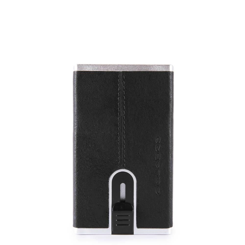 Piquadro, Black Square, Lederbrieftasche, Quadratisches Schiebesystem mit Kompakt für Banknoten, PP4891B3R N, Schwarz, Für Männer
