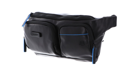 Piquadro Piquadro, Blue Square, Echtleder, Textil-Bauchtasche, Toilettenartikel, CA5578B2V, Schwarz, 32x14x7 cm, Für Männer R