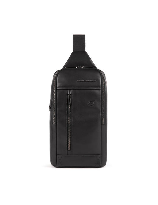Piquadro Piquadro, Monospalla, Leder, Leder-Rucksack, Schwarz, Mono-Schlinge, Für Männer, 19 x 32 x 8 cm Regular