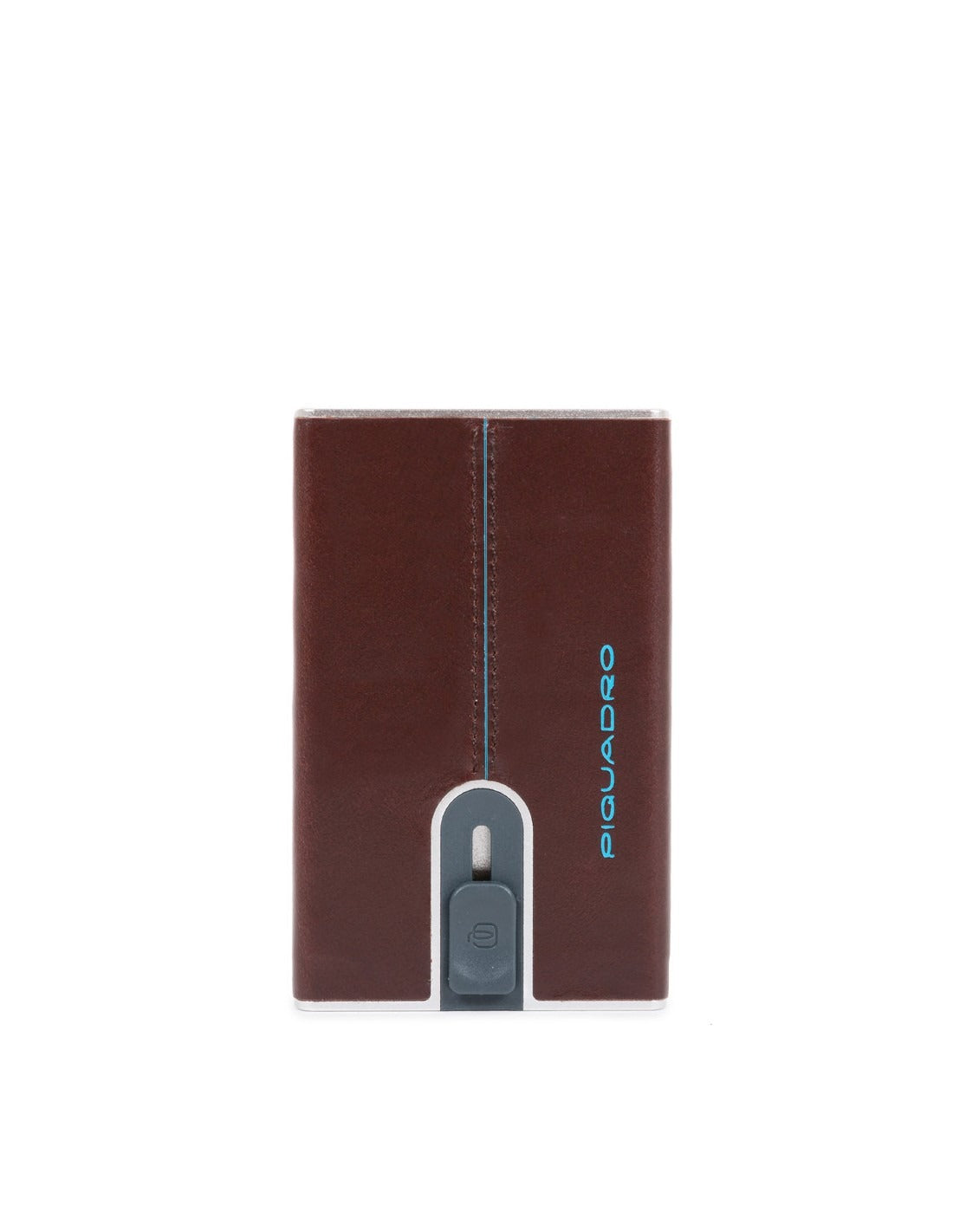 Piquadro Blue Square Leder-Kartenhalter Mahagoni mit Geldklammer – Eleganz für Herren