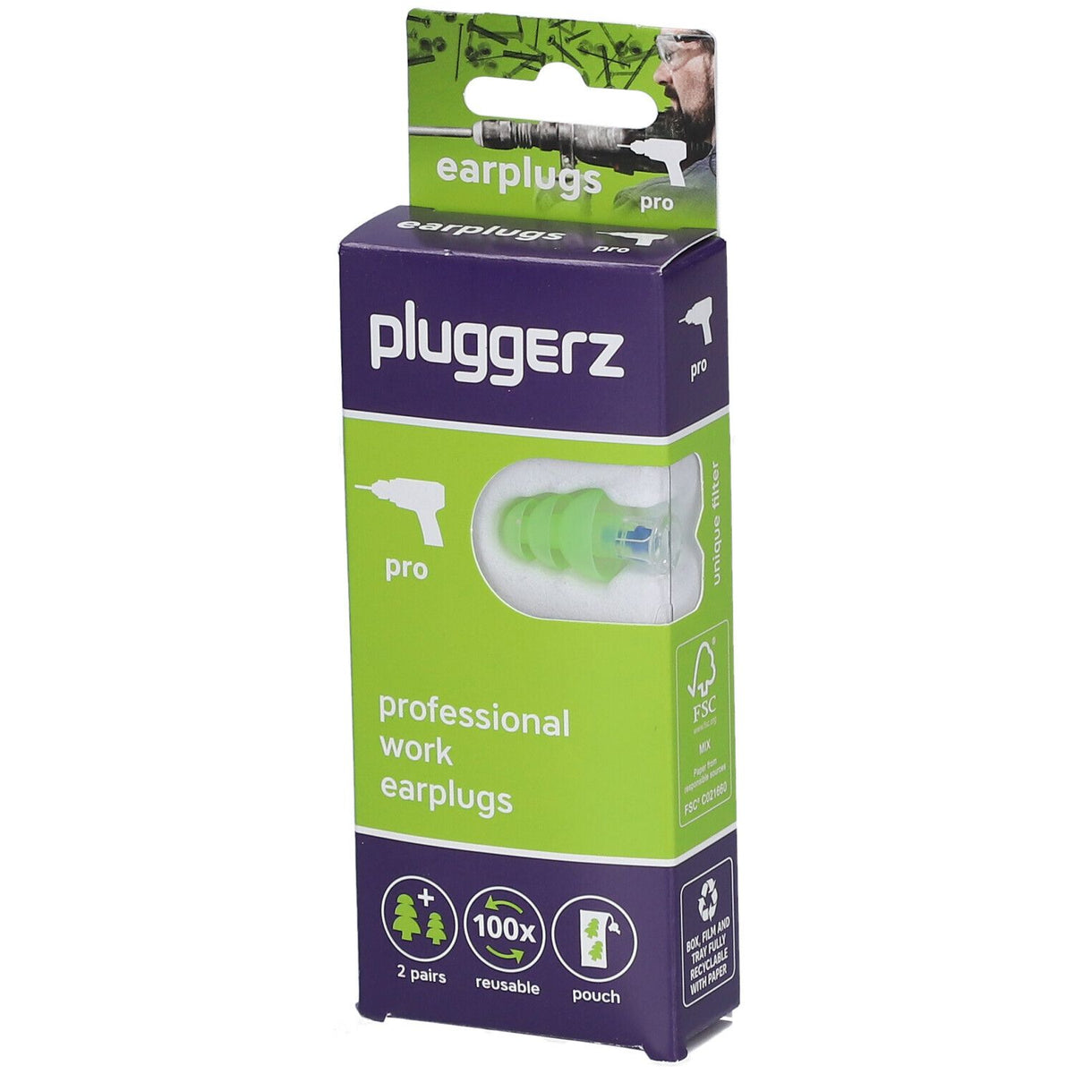 Pluggerz Pro Earplugs Green 4 Stück