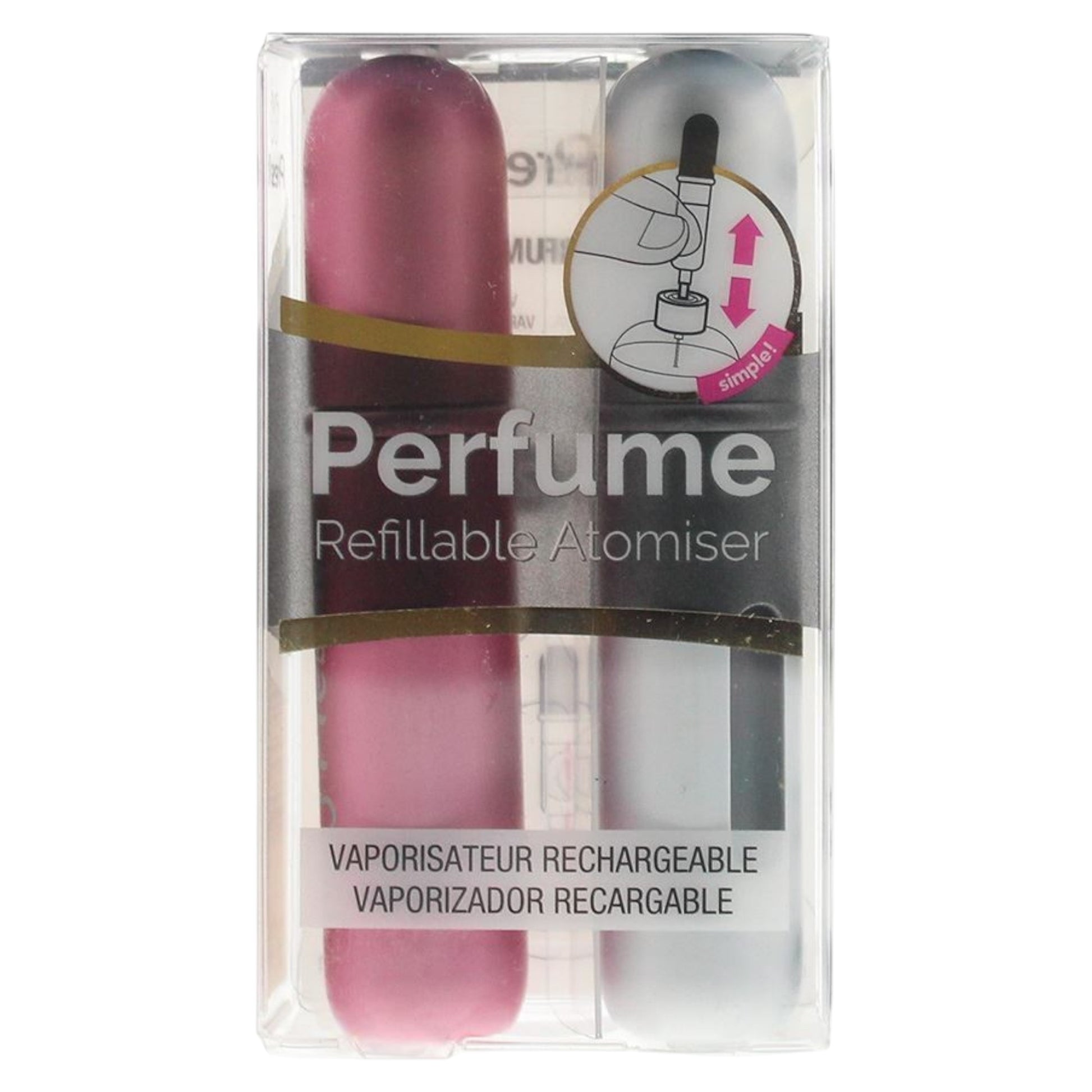 Pressit Duo Set, Pressit, Pink & Silver, Nachfüllbares Zerstäuberetui, 2 stk Regular