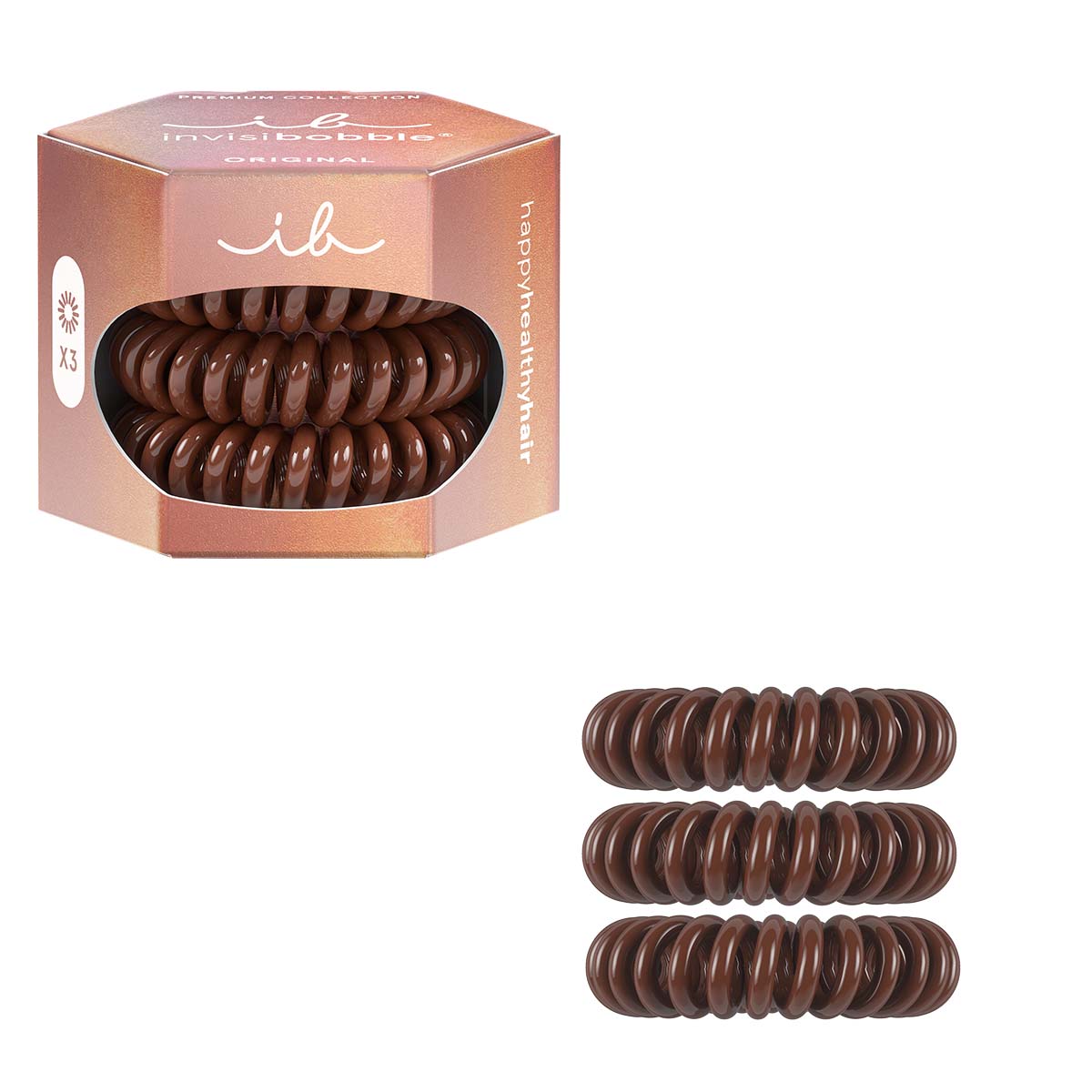 INVISIBOBBLE Original Pretzel Brown Haargummis 3 Stück Augenbrauen-Make-up