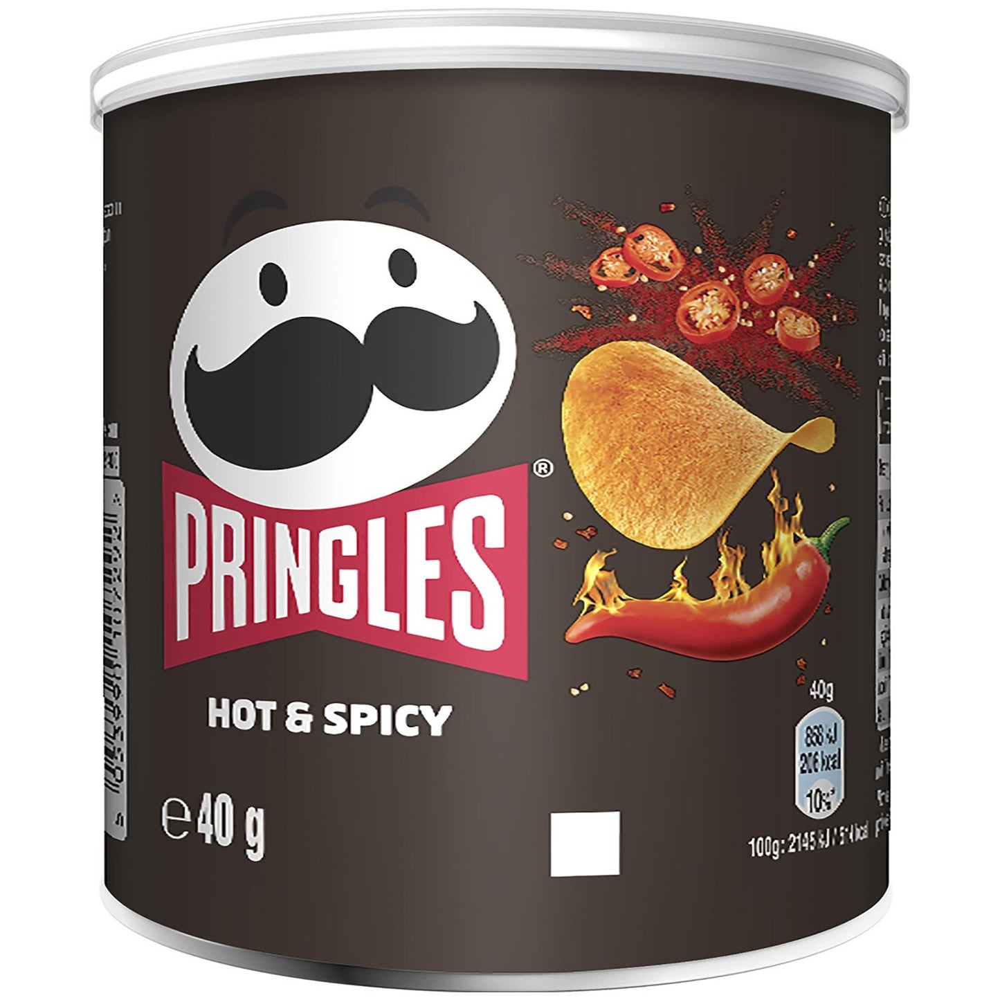 Pringles Hot & Spicy 40g  Portionspackung mit Stapelchips mit Paprikageschmack.