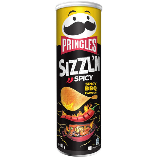 Pringles Sizzl'n Spicy BBQ 180g Stapelchips mit würzigem Barbecue-Geschmack - Candyshop.ch