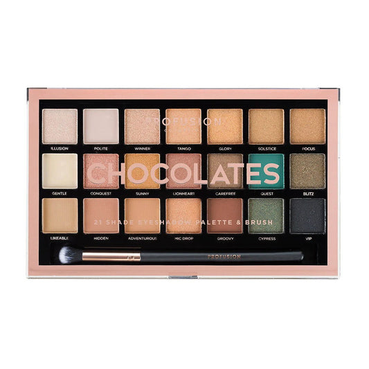 Profusion Cosmetics Lidschattenpalette Profusion, Chocolates, Eyeshadow Palette, 21 Shades, 245 g Regular