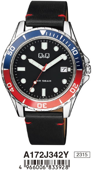 Q&Q GENT DATE A172J342Y Date Armbanduhr 43 mm