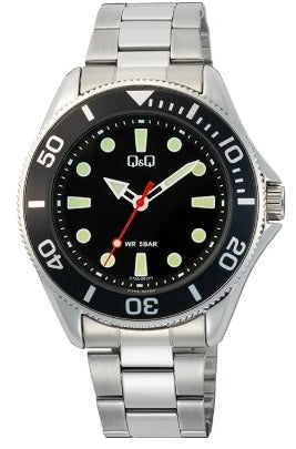 Q&Q GENT DIVER BLACK C72A-001PY Only Time Armbanduhr 41 mm Schwarz