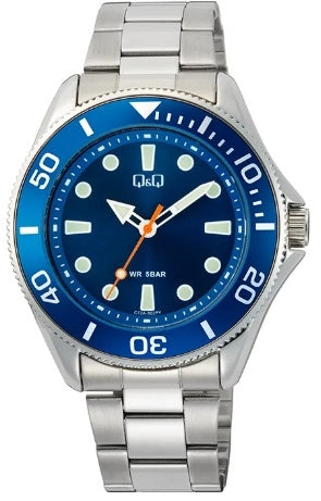 Q&Q GENT DIVER BLUE C72A-002PY Only Time Armbanduhr 41 mm Blau