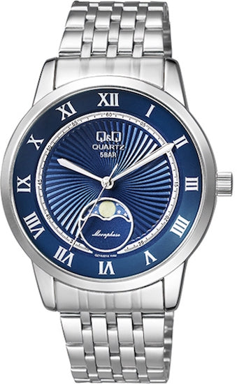 Q&Q QZ10J218Y Moonphase Armbanduhr 40 mm