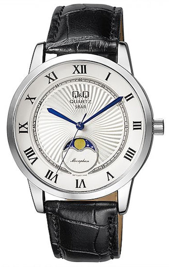 Q&Q QZ10J307Y Moonphase Armbanduhr 40 mm