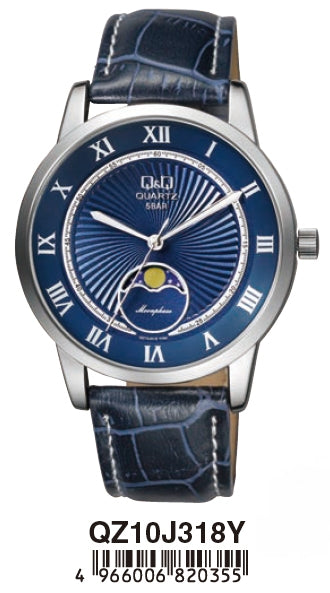 Q&Q QZ10J318Y Moonphase Armbanduhr 40 mm