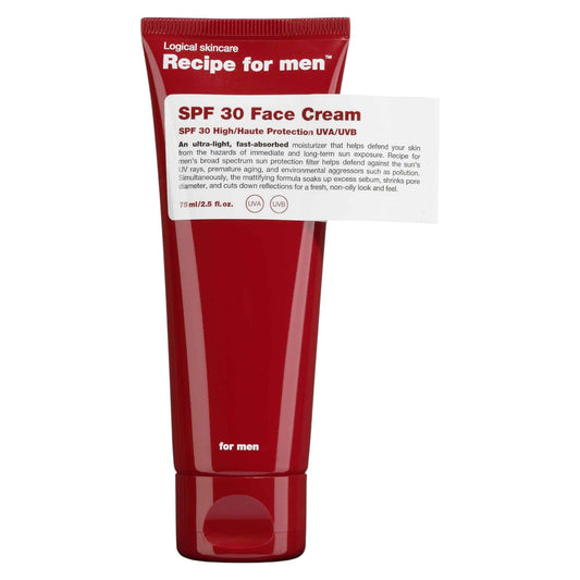 Recipe For Men Recipe For Men, SPF 30 Face Cream, Feuchtigkeitscreme, Sahne, Für das Gesicht, SPF30, 75 ml Regular