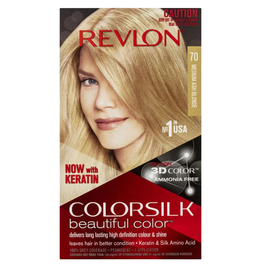 Revlon Revlon, Color Silk, Permanente Haarfarbe, 70 Medium Ash Blonde, 130 ml Regular